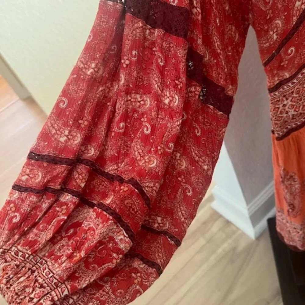 Free People Luna Scarf Print Tunic Size Small - Picture 3 of 9